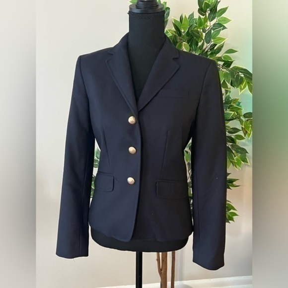 J. Crew Navy Blue Wool Blazer Jacket Size 2 - Picture 1 of 7